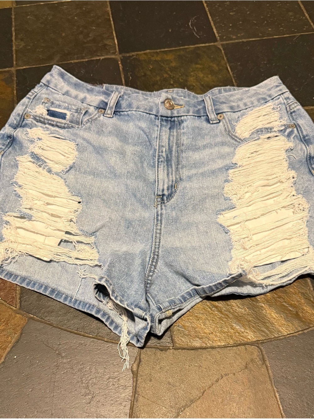 American Eagle Outfitters Light Wash Distressed Denim Shorts